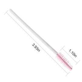 300 Pcs Disposable Mascara Wands,Eyelash Brushes,Spoolie Brush for Eyelash Extensions Makeup Applicator Tool Bulk, White/Pink