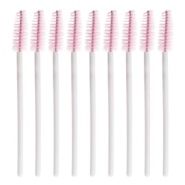 300 Pcs Disposable Mascara Wands,Eyelash Brushes,Spoolie Brush for Eyelash Extensions Makeup Applicator Tool Bulk, White/Pink