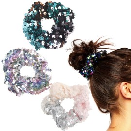 3Pcs Shiny Sequin Hair Scrunchies Hairbands, Women Elastic Glitter Fashion Scrunchie Hair Ties Ropes Hair Bands Headwear Ponytail Holders Bun Cover Hair Accessories for Gym Dance Party Club, B 3Pcs Shiny Sequin Hair Scrunchies Hairbands, Women Elastic Glitter Fashion Scrunchie Hair Ties Ropes Hair Bands Headwear Ponytail Holders Bun Cover Hair Accessories for Gym Dance Party Club, B