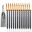 Aluminum Alloy Tent Stakes Pegs, 12-Pack Aluminum Ground Pegs with Reflective Pull Ropes, Lightweight Metal Stakes Pegs for Camping Tents Hammocks (Black)