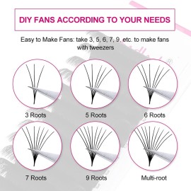 Volume Lash Extensions FADLASH Easy Fan 0.07mm 3D~10D Self Fanning Eyelash Extensions C/D Curl Easy Fanning Volume Lashes (0.07-C, 17mm)