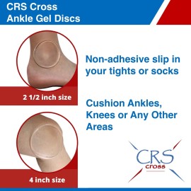 CRS Cross Gel Discs. 4 inch Body Ankle Gel Pads Gel Discs. Premium Cushion and Protection for Ice Skates, Hockey, Roller Skating, Inline, Hiking, Riding, and Ski Boots.