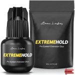 Extreme Hold Eyelash Extension Glue for Professionals | Strongest Black Lash Adhesive for Long Lasting Semi Permanent Individual Lash Extensions | 0.5-1s Fastest Drying & up to 8 Weeks Retention