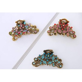 Retro Flowers Hair Claw Clip for Women Lady Vintage Alloy Rhinestone Hair Jaw Clips Hairpin Fancy Hair Clamp (Sky blue) Retro Flowers Hair Claw Clip for Women Lady Vintage Alloy Rhinestone Hair Jaw Clips Hairpin Fancy Hair Clamp (Sky blue)