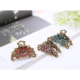 Retro Flowers Hair Claw Clip for Women Lady Vintage Alloy Rhinestone Hair Jaw Clips Hairpin Fancy Hair Clamp (Sky blue) Retro Flowers Hair Claw Clip for Women Lady Vintage Alloy Rhinestone Hair Jaw Clips Hairpin Fancy Hair Clamp (Sky blue)