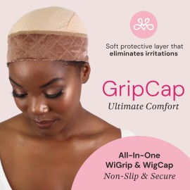 MILANO COLLECTION Wig Grip Caps for Women, Adjustable No Slip Wig Cap with Grip Band, Built-In Secure Elastic HeadBand for Lace Front Styles, Chocolate Brown & Nude, 2 Pack MILANO COLLECTION Wig Grip Caps for Women, Adjustable No Slip Wig Cap with Grip Band, Built-In Secure Elastic HeadBand for Lace Front Styles, Chocolate Brown & Nude, 2 Pack