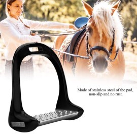 Yosoo Stirrups for Saddle, Wide Stirrups, Horse Riding Stirrups Stirrup Irons Aluminum Stirrup with Stainless Steel Anti-Slip Pad for Equestrian Saddle(Black)