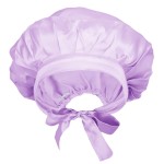 moonsix Women\'s Natural Silk Night Cap Satin Sleep Caps Elastic Head Cover Bonnet for Hair Care,Tape,Light Purple