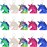 Chuangdi Flip Sequin Unicorn Keychains Colorful Unicorn Key Chain for Handbag Purse Party Embellishment (Color Set 1, 15 Pieces)