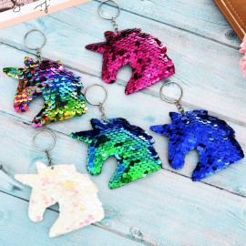 Chuangdi Flip Sequin Unicorn Keychains Colorful Unicorn Key Chain for Handbag Purse Party Embellishment (Color Set 1, 15 Pieces)