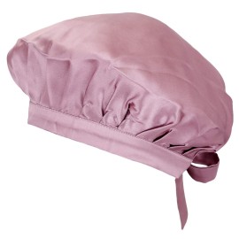 moonsix Women\'s Natural Silk Night Cap Satin Sleep Caps Elastic Head Cover Bonnet for Hair Care,Tape,Deep Pink