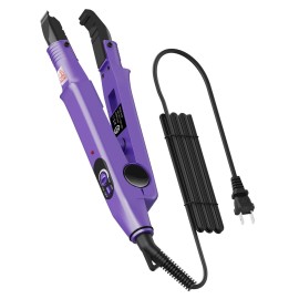 TopWigy Professional Hair Extension Tools, Ktip Extensions Tools Kit Hair Connector Fusion Heat Iron Connector Wand Temperature Adjustable Melting Tool with US Plug,Purple
