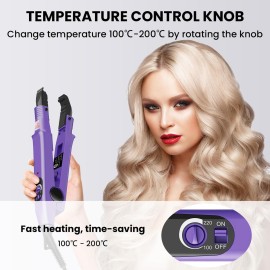 TopWigy Professional Hair Extension Tools, Ktip Extensions Tools Kit Hair Connector Fusion Heat Iron Connector Wand Temperature Adjustable Melting Tool with US Plug,Purple