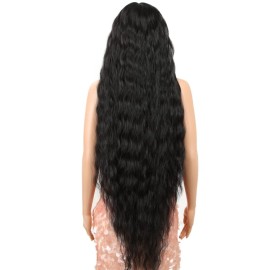 Style Icon 41 Lace Front Wigs Long Wavy Synthetic Wigs with Baby Hair Half Hand Tied 130% Density Wigs (41, 1B)
