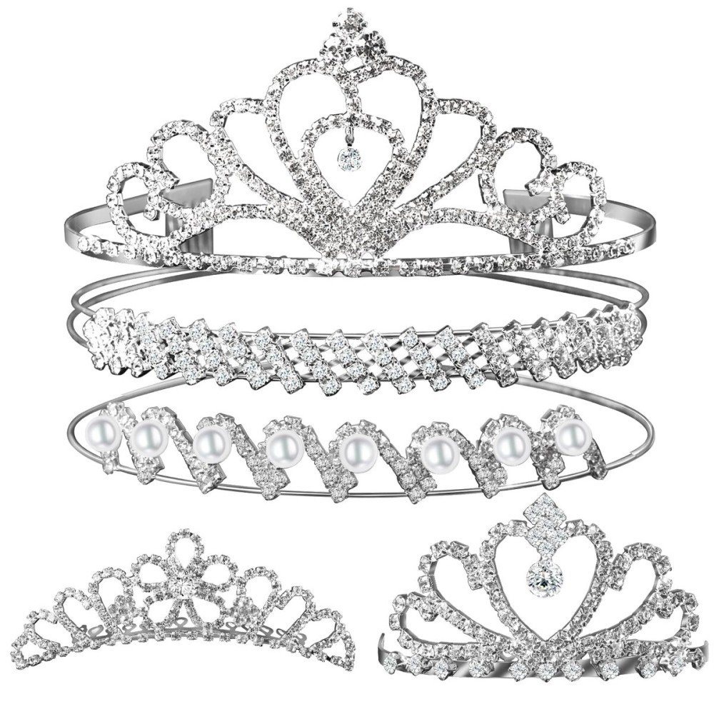 Teenitor Crown, 5pcs Tiaras for Women, Tiara Crown, Silver Tiara for Little Girls Rhinestone Headbands Wedding Headband Party Teenitor Crown, 5pcs Tiaras for Women, Tiara Crown, Silver Tiara for Little Girls Rhinestone Headbands Wedding Headband Party