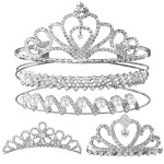 Teenitor Crown, 5pcs Tiaras for Women, Tiara Crown, Silver Tiara for Little Girls Rhinestone Headbands Wedding Headband Party