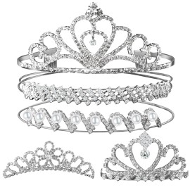 Teenitor Crown, 5pcs Tiaras for Women, Tiara Crown, Silver Tiara for Little Girls Rhinestone Headbands Wedding Headband Party