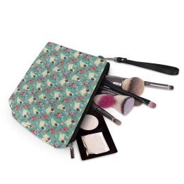 Mumeson Cute Pug Print PU Leather Cosmetic Pouch Travel Casual Handle Toiletry Storage Bag