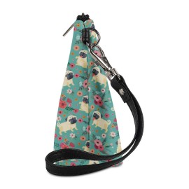 Mumeson Cute Pug Print PU Leather Cosmetic Pouch Travel Casual Handle Toiletry Storage Bag