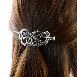 Viking Celtic Hair Slide Hairpins- Viking Hair Accessories Celtic Knot Hair Barrettes Antique Silver Hair Sticks Irish Hair Decor for Long Hair Jewelry Braids Hair Clip With Stick (ID-A2)