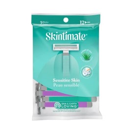 Skintimate Sensitive Twin Blade Disposable Razor (12 Count) - White - Women with Sensitive Skin
