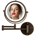 OVENTE 7 Lighted Wall Mount Makeup Mirror with 1X/10X Magnification, Cordless Double Sided Magnifying Round Vanity Mirror, 360 Swivel Design, Extendable and Folding Arm, Antique Bronze MFW70ABZ1X10X