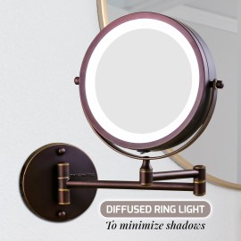 OVENTE 7 Lighted Wall Mount Makeup Mirror with 1X/10X Magnification, Cordless Double Sided Magnifying Round Vanity Mirror, 360 Swivel Design, Extendable and Folding Arm, Antique Bronze MFW70ABZ1X10X OVENTE 7 Lighted Wall Mount Makeup Mirror with 1X/10X Magnification, Cordless Double Sided Magnifying Round Vanity Mirror, 360 Swivel Design, Extendable and Folding Arm, Antique Bronze MFW70ABZ1X10X