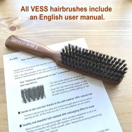 VESS Hair Brush without Pain on Skin: For People with Thin Hair, Sensitive Skin - Specialized for Glossing, Preventing Breakage, Brushing, and Healthy Growth