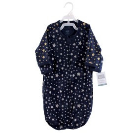 Hudson Baby Unisex Baby Cotton Long-Sleeve Wearable Sleeping Bag, Sack, Blanket, Metallic Stars, 0-3 Months