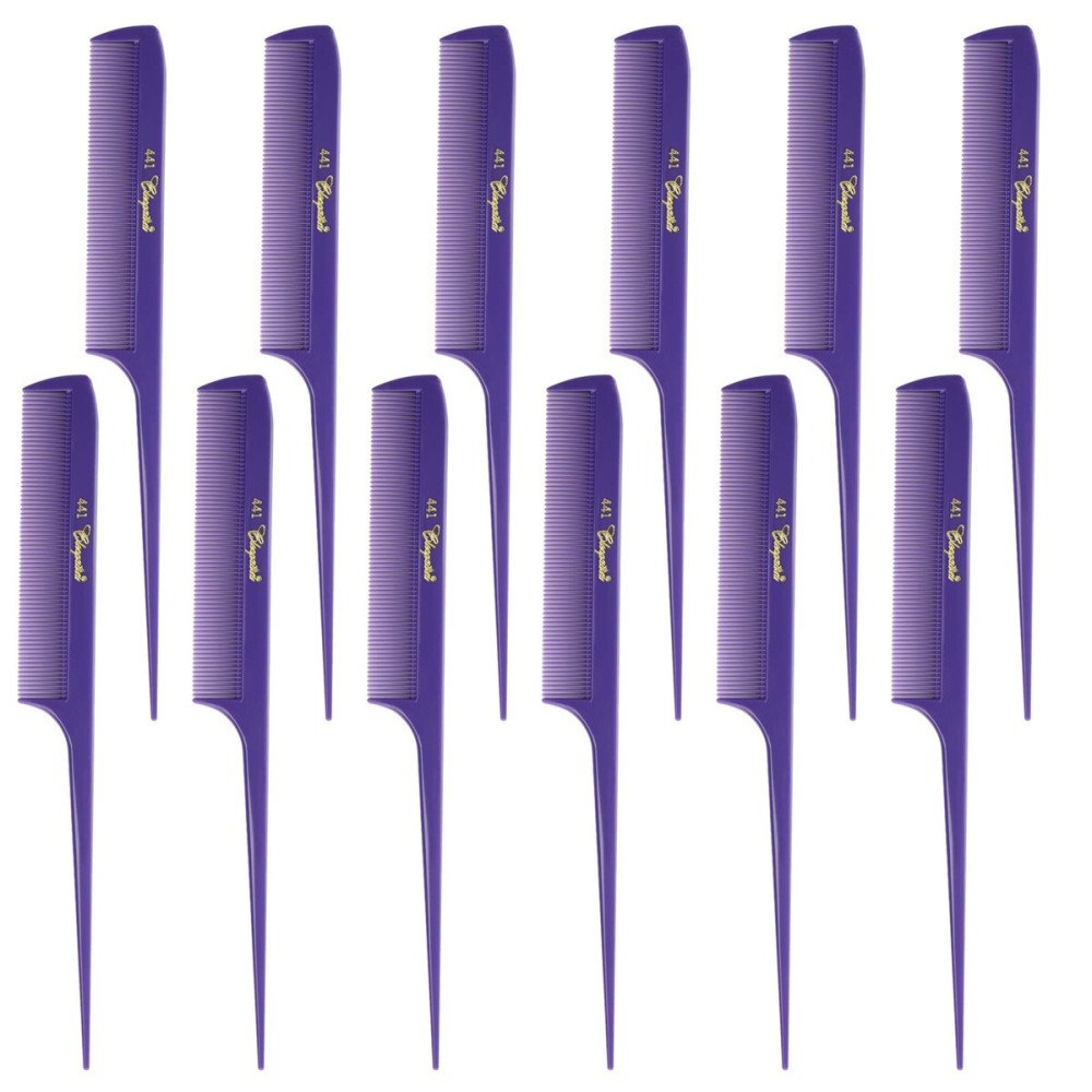 Krest Cleopatra 8-1/2 inch Rattail Combs Extra Fine Tooth.Rat Tail Comb Model 441. Color Fresh Purple. 1 Dozen. Krest Cleopatra 8-1/2 inch Rattail Combs Extra Fine Tooth.Rat Tail Comb Model 441. Color Fresh Purple. 1 Dozen.