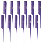 Krest Cleopatra 8-1/2 inch Rattail Combs Extra Fine Tooth.Rat Tail Comb Model 441. Color Fresh Purple. 1 Dozen.