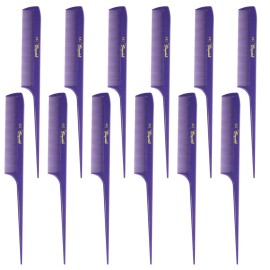 Krest Cleopatra 8-1/2 inch Rattail Combs Extra Fine Tooth.Rat Tail Comb Model 441. Color Fresh Purple. 1 Dozen.