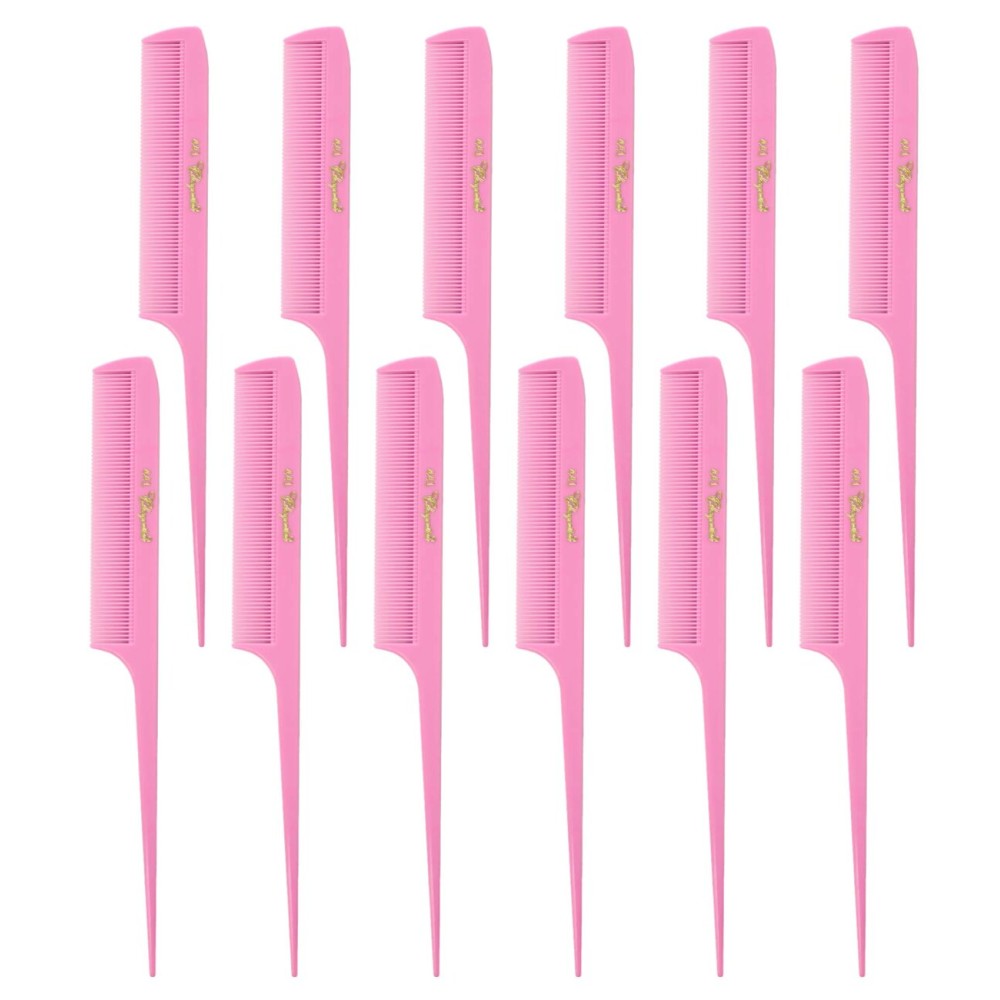 Krest Cleopatra 8-1/2 inch Rattail Combs Extra Fine Tooth.Rat Tail Comb Model 441. Color Fresh Pink. 1 Dozen.