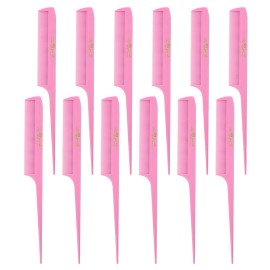 Krest Cleopatra 8-1/2 inch Rattail Combs Extra Fine Tooth.Rat Tail Comb Model 441. Color Fresh Pink. 1 Dozen.