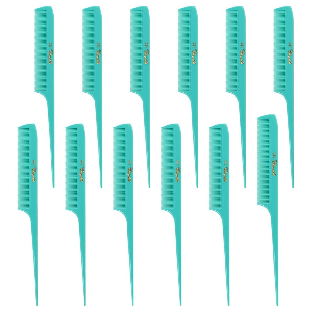 Krest Cleopatra 8-1/2 inch Rattail Combs Extra Fine Tooth.Rat Tail Comb Model 441 Color Fresh Mint. 1 dozen.