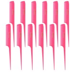 Krest Cleopatra 8-1/2 inch Rattail Combs Extra Fine Tooth. Rat Tail Comb Model 441. Color Neon Pink. 1 Dozen.
