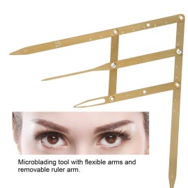 Eyebrow Ruler with Golden Ratio, Stainless Steel Eyebrow Measuring Ruler Eyebrow Caliper, Flexible Removable Ruler, Semi Permanent Eyebrow Tattoo Designing Shaping Tools, Makeup Measure Tool (Glod)
