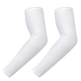HDE Arm Compression Sleeves for Kids Basketball Shooting Sleeve - Youth Sports Football Baseball Softball White - YS