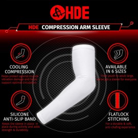 HDE Arm Compression Sleeves for Kids Basketball Shooting Sleeve - Youth Sports Football Baseball Softball White - YS