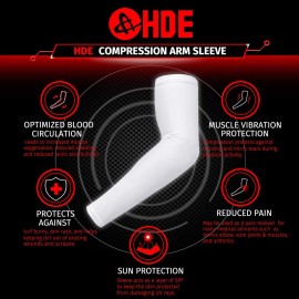 HDE Arm Compression Sleeves for Kids Basketball Shooting Sleeve - Youth Sports Football Baseball Softball White - YS