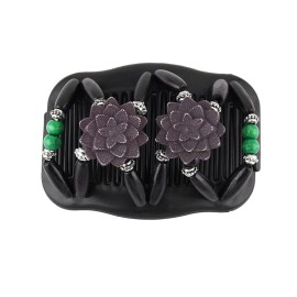LOVEF Women Magic Hair Combs Wood Beaded Stretch Double Side Combs Clips Bun Maker Hair Accessories (Flower Black) LOVEF Women Magic Hair Combs Wood Beaded Stretch Double Side Combs Clips Bun Maker Hair Accessories (Flower Black)