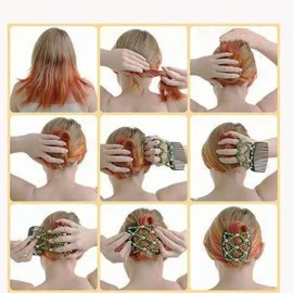 LOVEF Women Magic Hair Combs Wood Beaded Stretch Double Side Combs Clips Bun Maker Hair Accessories (Flower Black) LOVEF Women Magic Hair Combs Wood Beaded Stretch Double Side Combs Clips Bun Maker Hair Accessories (Flower Black)