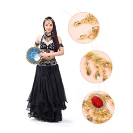 Big Red Crystal Rhinestone Head Chain Belly Dance Accessories Headpiece (Gold)