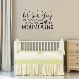 Wall Decal Kids Let Him Sleep for When He Wakes He Will Move Mountains Quote Wall Decals Nursery Stars Wall Decal Vinyl Wall Stickers for Baby Boy Kids Y25 (Small, Black)