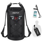 Piscifun Dry Bag, Waterproof Floating Backpack 20L with Waterproof Phone Case for Boating, Kayaking, Fishing, Black 20L