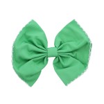 Small Scalloped Edge Bow Hair Clip for Girls- Green