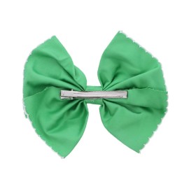 Small Scalloped Edge Bow Hair Clip for Girls- Green Small Scalloped Edge Bow Hair Clip for Girls- Green