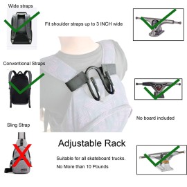 YYST Backpack Attachment Carrier Hanger Rack Hook Holder for Carrying Mini Cruiser, Cruiser Board,Skateboard - Fit Most Backpacks - Easy to Use - No Backpack
