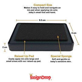 ReignDrop Ink Pad For Baby Footprint & Handprint - Creates Impressive Long Lasting Keepsake Stamp for Infant & Kids. Smudge Proof, Easy to Wipe Off Skin, Safe & Gentle Acid Free(Dark Blue)