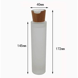 1PC 100ml/3.4oz Upscale Empty Refillable Frosted Glass Bottles Portable Cosmetic Jar Container Pot Vial Holder with Eco-friendly Bamboo Press Disk Top Cap for Lotion Essential Oil Essence Toner